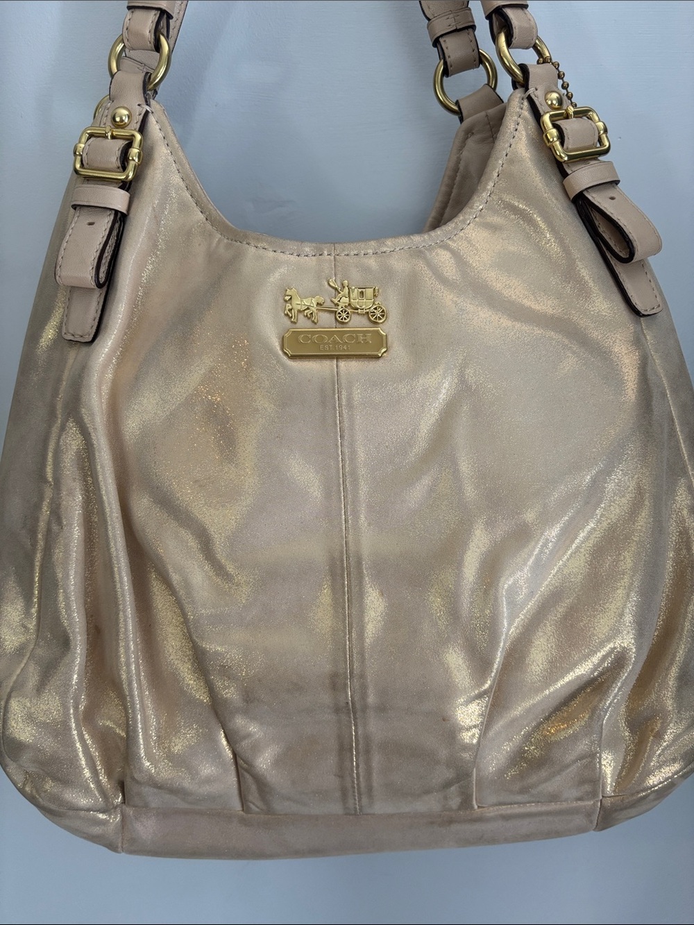 Coach Metallic Champagne Shoulder Hobo Bag